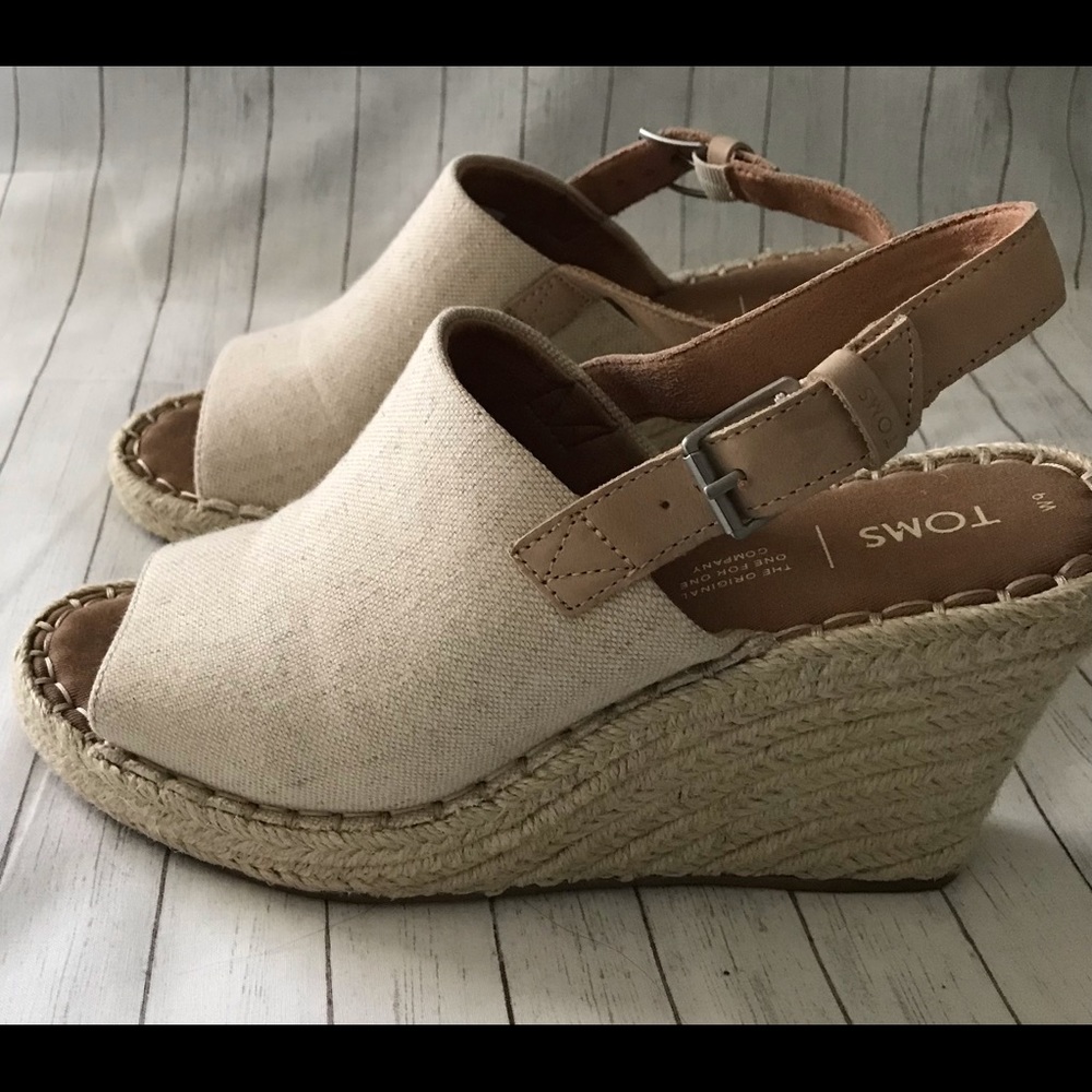 Tom’s Monica Wedge Sandals, size 9, worn once